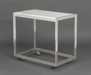 Modern Vintage Carrara Marble Top Chrome Side Table