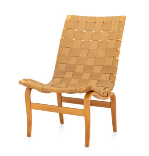 Bruno Mathsson "Eva" Woven Cotton and Beech Side Chair