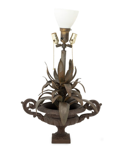 Maison Jansen Style Cast Palm Leaf Motif Lamp