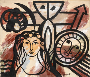 Walter Gaudnek "Birth of a Totem" Oil on Canvas