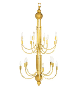 Mid-Century Modern Brass 16-Branch Chandelier