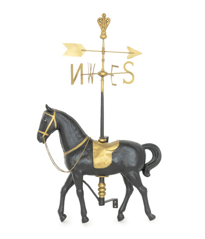 American Carousel Horse Form Gilt and Ebonized Metal Weathervane