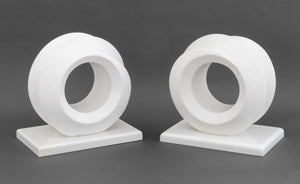 Pair of Modernist Carved White Quartzite Sculptures
