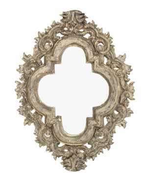 Antique Baroque Style Quatrefoil Carved Wood Framed Mirror, 19th Century