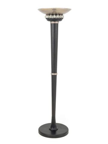 Art Deco Style Chrome & Glass Ebonized Floor Lamp