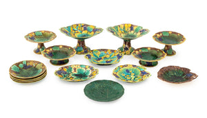 English Majolica Strawberry & Grape Tableware, 16