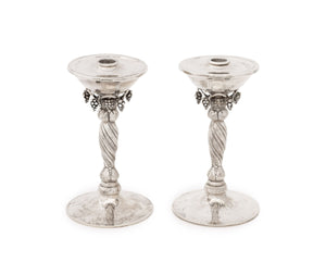 Michael Strauss Hammered Silver Candlesticks, Pair