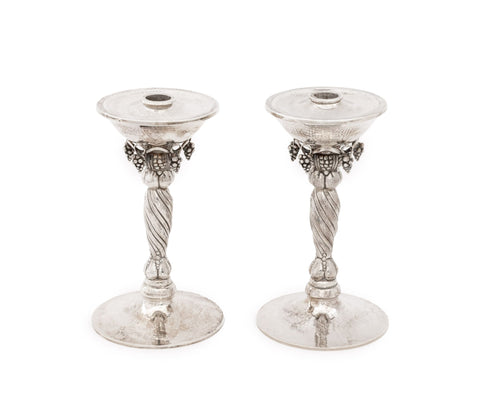 Michael Strauss Hammered Silver Candlesticks, Pair