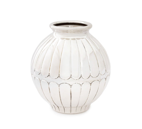 Italian Handmade Silver Globular Vase