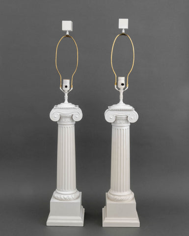 Neoclassical Style Ionic Column Table Lamps, Pair