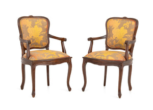 Louis XV Style Walnut Armchairs, Pair