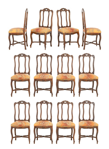 Louis XV Style Oak Dining Chairs, 12