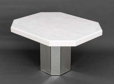 Modern White Painted and Mirrored Pedestal Table