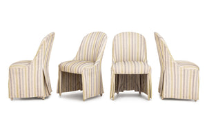 Set of Four Modern Striped Upholstered Dining Chairs