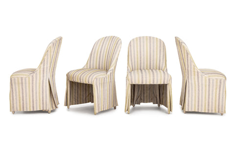 Set of Four Modern Striped Upholstered Dining Chairs