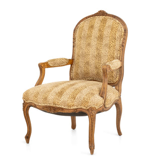Louis XV Style Leopard Print Upholstered Fauteuil