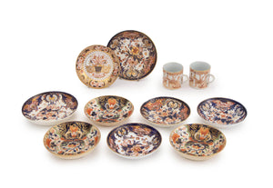English Imari Style Porcelain Tableware, 11 Pieces