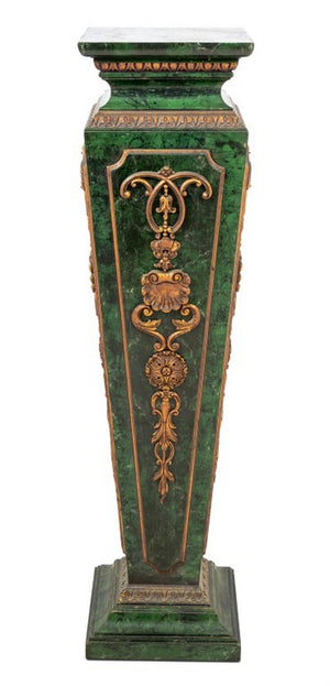 French Faux Green Marble and Gold Painted Pedestal (9737598566707)