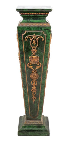 French Faux Green Marble and Gold Painted Pedestal