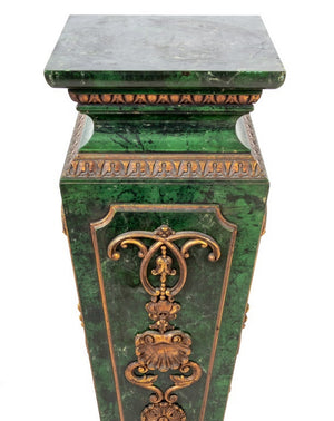 French Faux Green Marble and Gold Painted Pedestal (9737598566707)