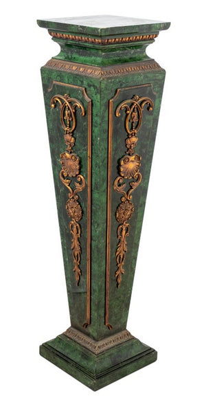 French Faux Green Marble and Gold Painted Pedestal (9737598566707)