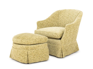 Modern Green Upholstered Tub Chair & Ottoman