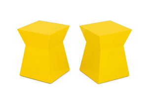 Modern Yellow Geometric Design End Tables, Pair