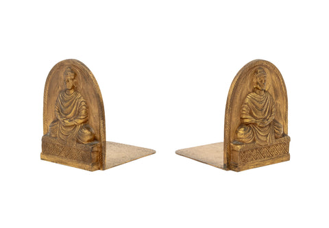 Tiffany Studios Buddha Gilt Bronze Bookends, Pair