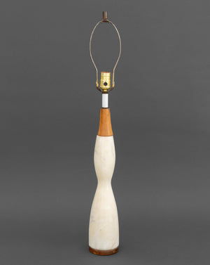 Mid-Century Modern Alabaster and Wood Table Lamp