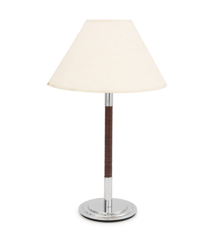 Metalarte Rattan Wrapped and Chrome-Plated Table Lamp