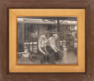 Ben Lassen Railroad Workers Charcoal on Paper