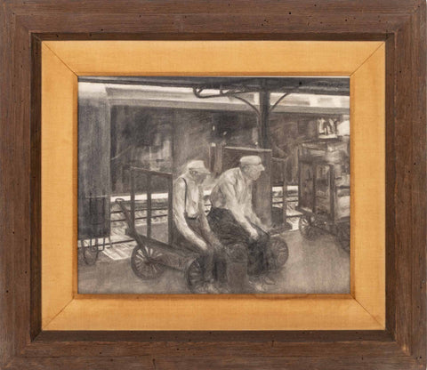 Ben Lassen Railroad Workers Charcoal on Paper