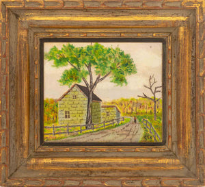 American Naive Landscape Scene Acrylic, 1966