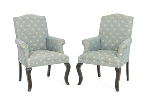 Mitchell Gold Blue Upholstered Armchairs, Pair