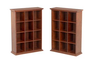 Modern Cherry Finish Pigeon Hole Bookcases, Pair