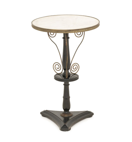 French White Marble Top and Ebonized Wood Gueridon