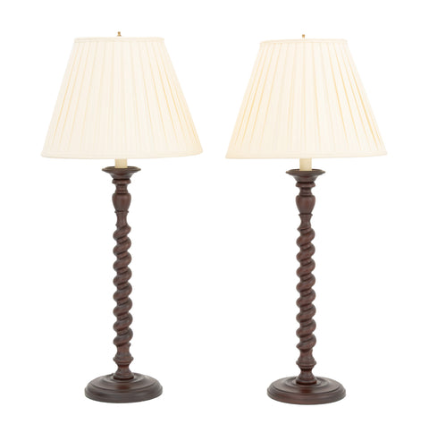Jacobean Style Mahogany Barley Twist Lamps, 2
