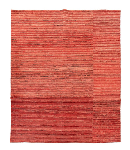 Modern Striped Pattern Red Carpet, 9' 8