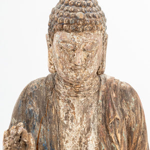 Chinese Polychrome Painted & Carved Wood Buddha (9776102572339)