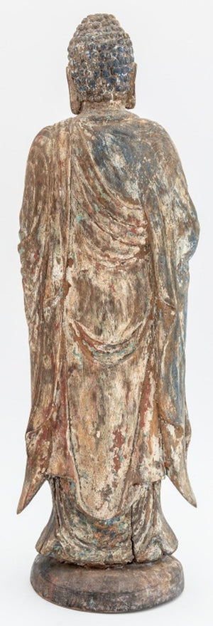 Chinese Polychrome Painted & Carved Wood Buddha (9776102572339)