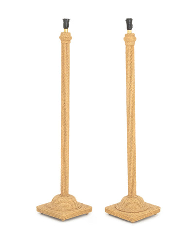Pair of Modern Sea Grass Wrapped Floor Lamps