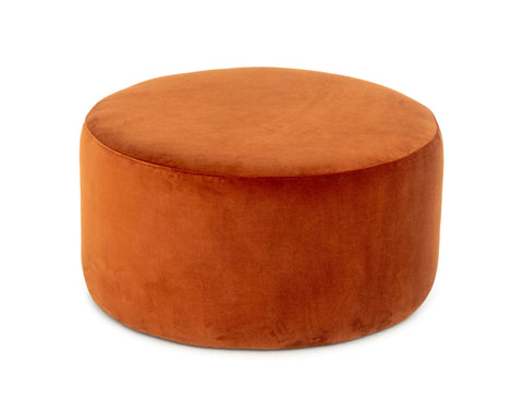 Modern Burnt Orange Velvet Circular Ottoman