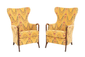 Umberto Asnago "Progetti 63340" Wing Chairs, Pair