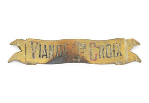 French Boucherie Butcher Shop Sign, circa 1900
