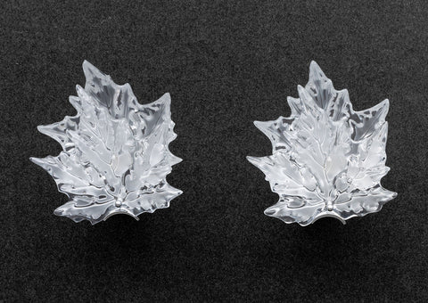 Pair of Lalique Crystal and Chrome 