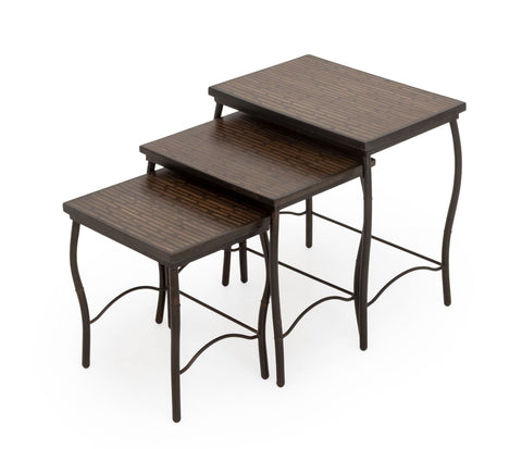 Set of Three Contemporary Mahogany Inlay Nesting Tables