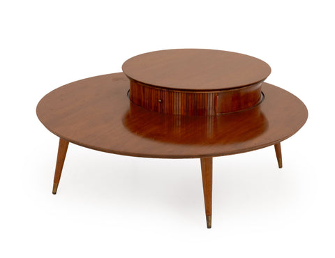 Mid-Century Modern Mahogany Circular Cocktail Table