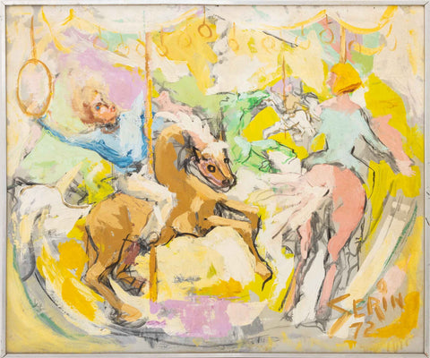 Signed Serin Carousel Ride Oil, 1972