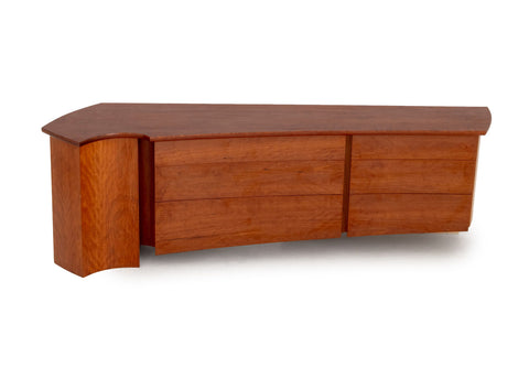 James Schriber Attributed Floating Wall-Mounted Fruitwood Console
