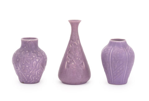 Collection of Three Rookwood Pottery Art Deco Purple Matte Glazed Ceramic Vases